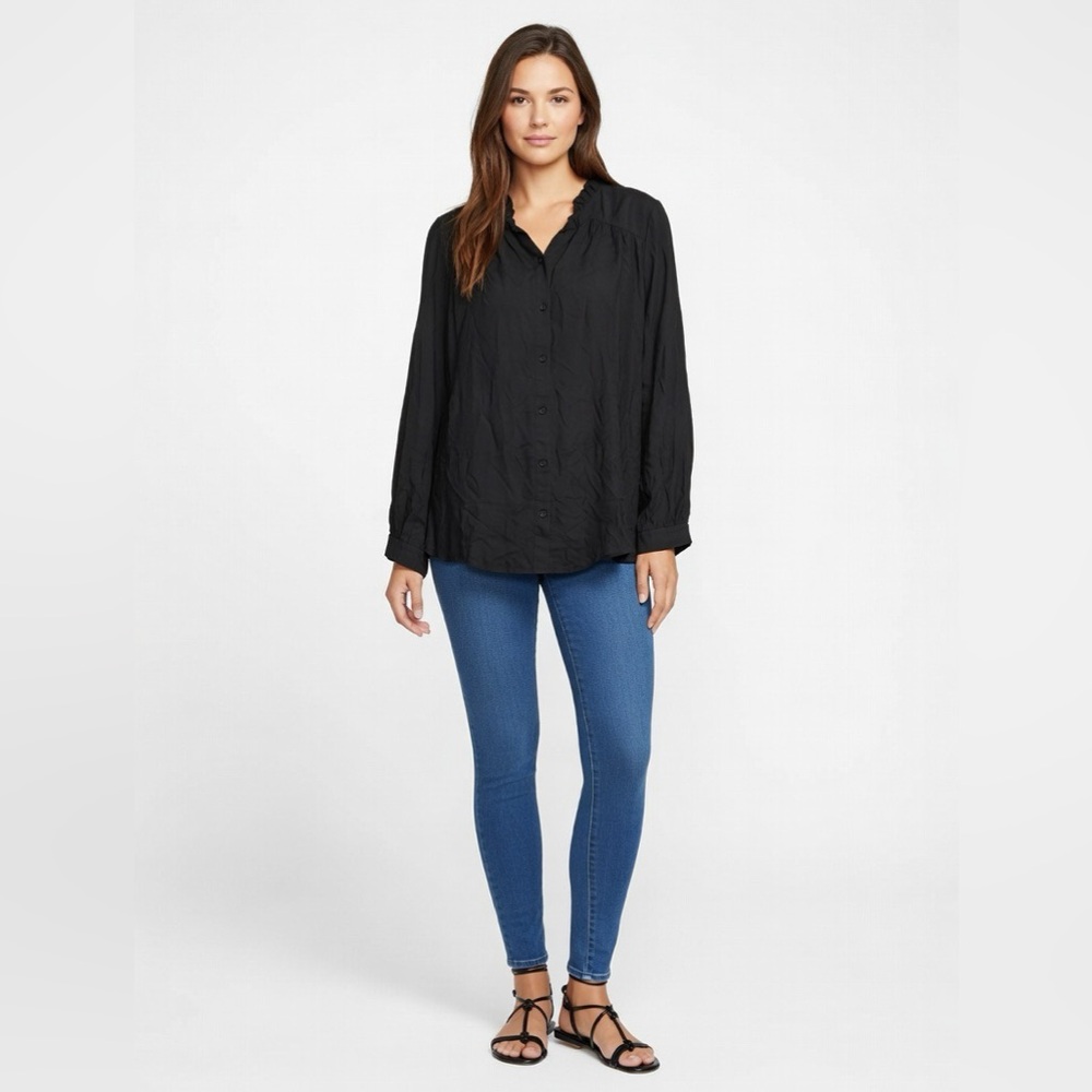 Lane Bryant Black Button-Down Long Sleeve Shirt